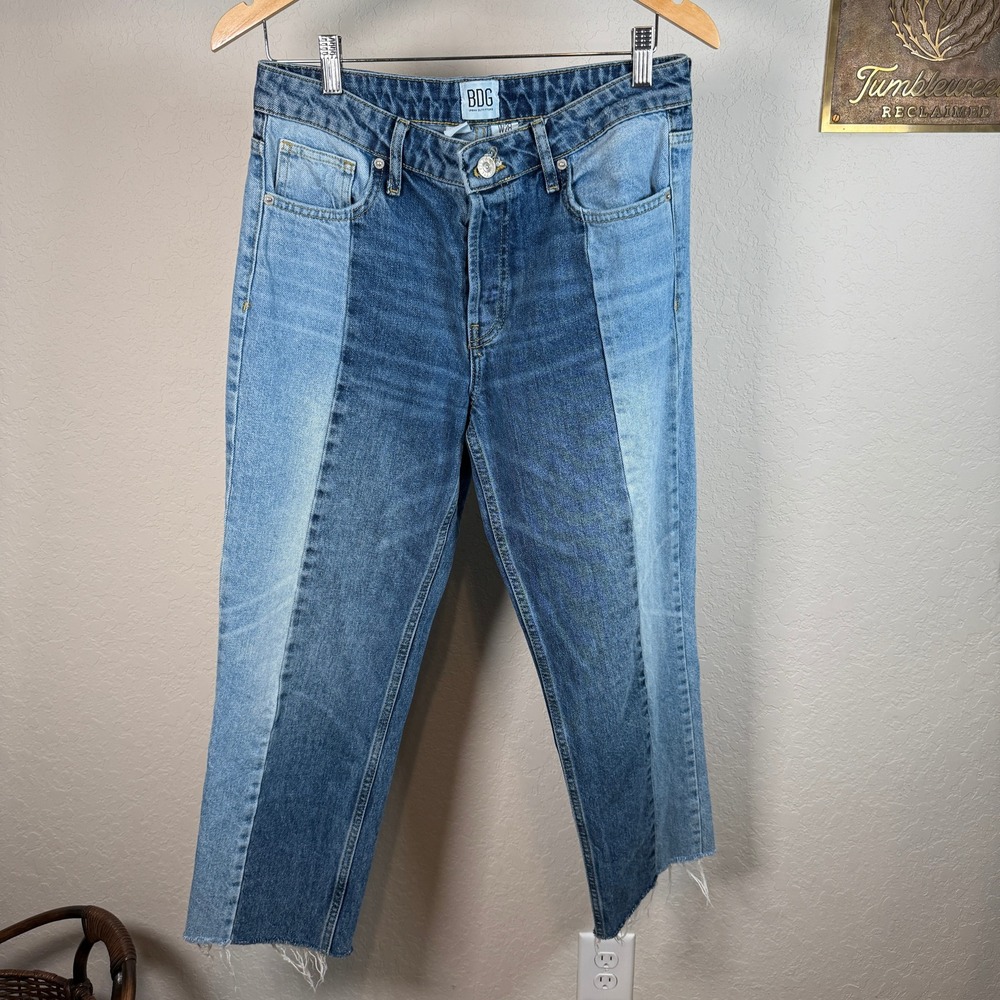 BDG Urban Outfitters Jessye Colorblock Jeans Womens W28 L32 Blue Denim Crop